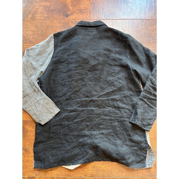 Coldwater Creek 100% Linen Multi Color Boho Metal Button Shirt READ BELOW - Picture 5 of 5